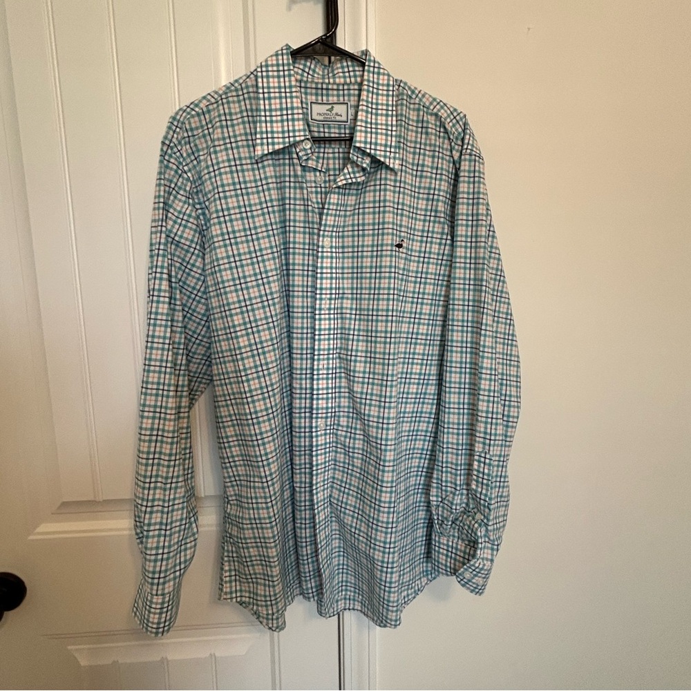 Properly Tied Men's Checkered Dress Shirt - Teal and Peach
